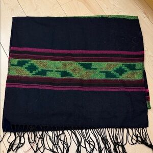 Peruvian Navy and Green Patterned Scarf